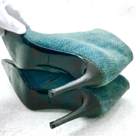 CHANEL Vintage Wash denim & leather heel high cut short boots EU 9 38 US - Picture 10 of 14